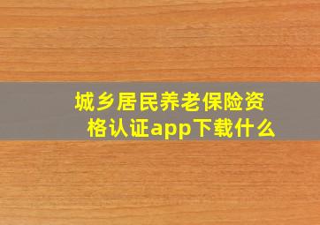 城乡居民养老保险资格认证app下载什么