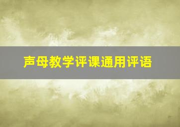 声母教学评课通用评语