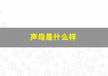 声母是什么样