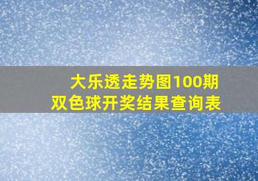 大乐透走势图100期双色球开奖结果查询表