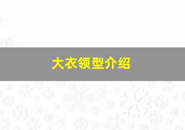 大衣领型介绍