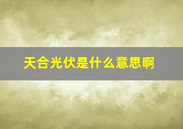 天合光伏是什么意思啊