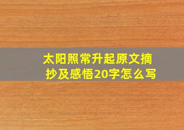 太阳照常升起原文摘抄及感悟20字怎么写