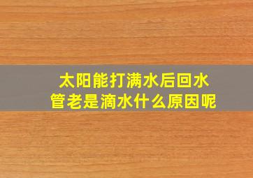 太阳能打满水后回水管老是滴水什么原因呢