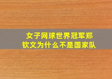 女子网球世界冠军郑钦文为什么不是国家队