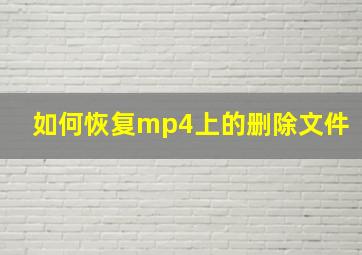 如何恢复mp4上的删除文件