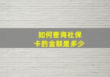 如何查询社保卡的金额是多少