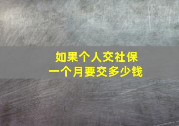 如果个人交社保一个月要交多少钱