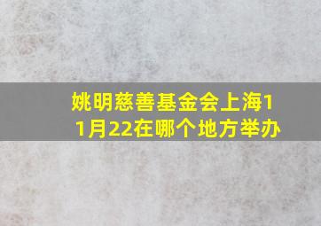 姚明慈善基金会上海11月22在哪个地方举办