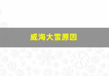 威海大雪原因