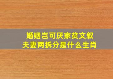 婚姻岂可厌家贫文叙夫妻两拆分是什么生肖