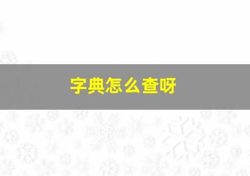 字典怎么查呀