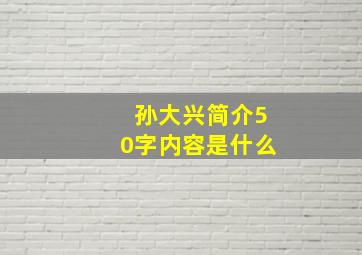 孙大兴简介50字内容是什么