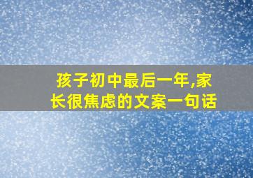 孩子初中最后一年,家长很焦虑的文案一句话