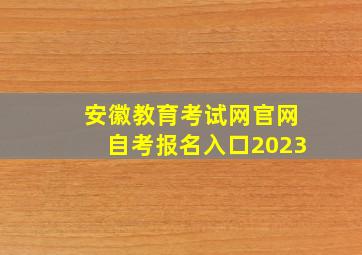 安徽教育考试网官网自考报名入口2023