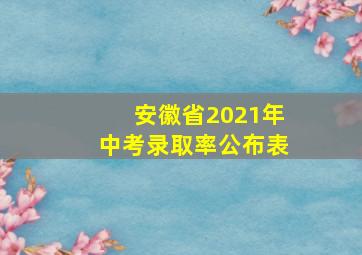 安徽省2021年中考录取率公布表