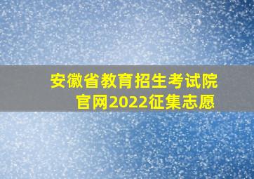 安徽省教育招生考试院官网2022征集志愿