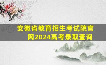 安徽省教育招生考试院官网2024高考录取查询