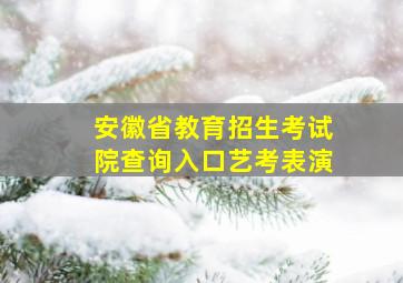 安徽省教育招生考试院查询入口艺考表演