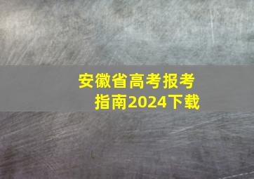 安徽省高考报考指南2024下载