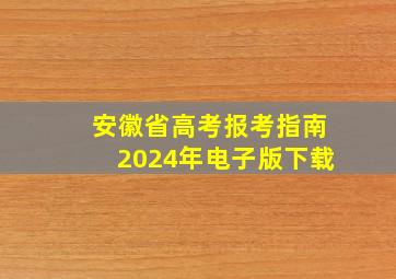 安徽省高考报考指南2024年电子版下载