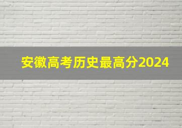 安徽高考历史最高分2024