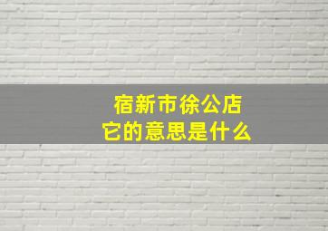 宿新市徐公店它的意思是什么