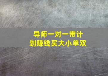 导师一对一带计划赚钱买大小单双