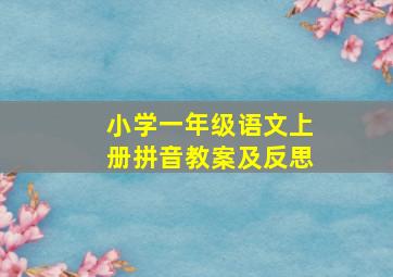 小学一年级语文上册拼音教案及反思