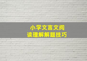 小学文言文阅读理解解题技巧