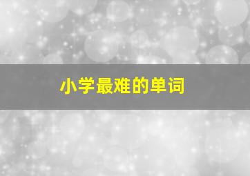 小学最难的单词