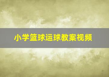 小学篮球运球教案视频