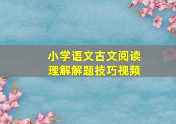 小学语文古文阅读理解解题技巧视频