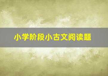 小学阶段小古文阅读题