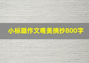 小标题作文唯美摘抄800字