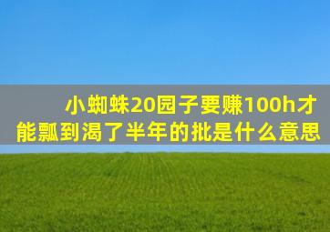 小蜘蛛20园子要赚100h才能瓢到渴了半年的批是什么意思