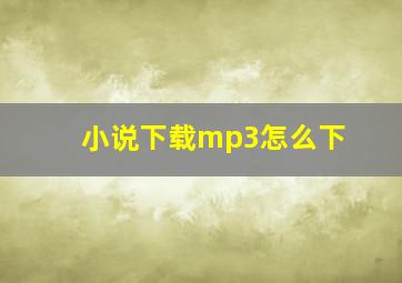 小说下载mp3怎么下