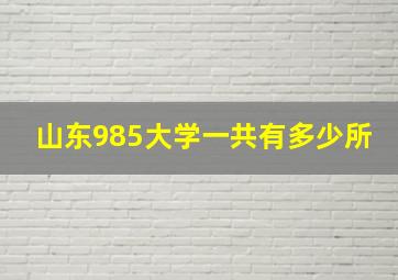 山东985大学一共有多少所