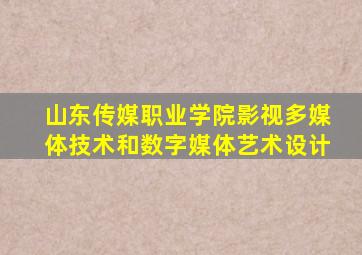 山东传媒职业学院影视多媒体技术和数字媒体艺术设计