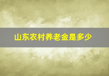 山东农村养老金是多少