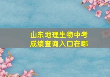 山东地理生物中考成绩查询入口在哪