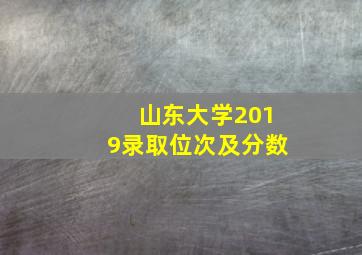 山东大学2019录取位次及分数