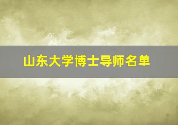 山东大学博士导师名单