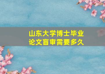 山东大学博士毕业论文盲审需要多久