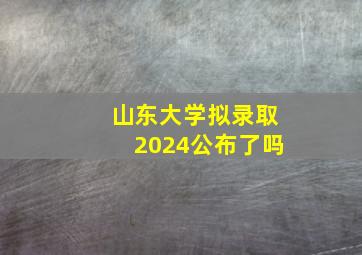 山东大学拟录取2024公布了吗