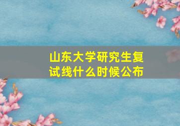 山东大学研究生复试线什么时候公布