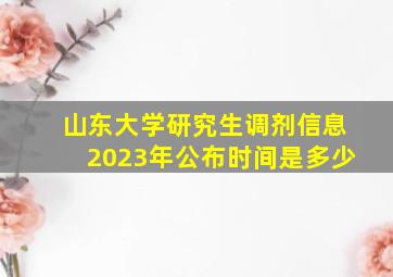 山东大学研究生调剂信息2023年公布时间是多少