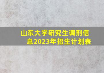 山东大学研究生调剂信息2023年招生计划表