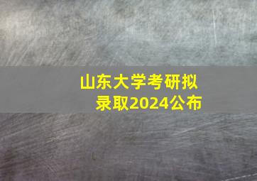 山东大学考研拟录取2024公布