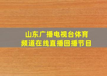 山东广播电视台体育频道在线直播回播节目